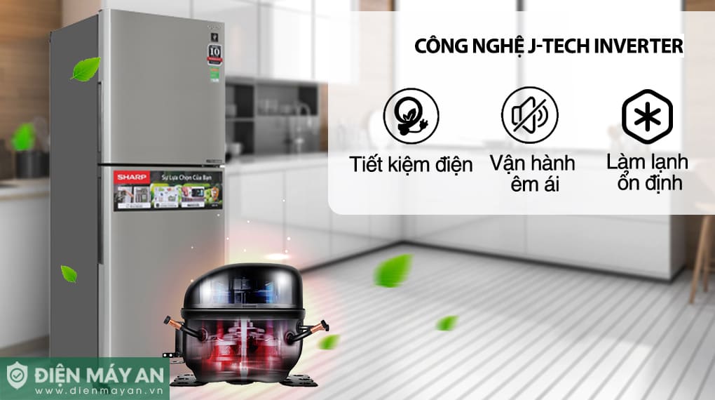 Tủ lạnh Sharp Inverter 330 lít SJ-XP352AE-SL
